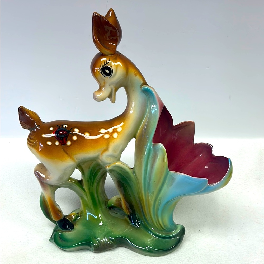 Vintage kitsch  large 13” H anthropomorphic doe vase/planter